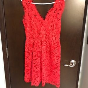 Red lace holiday dress